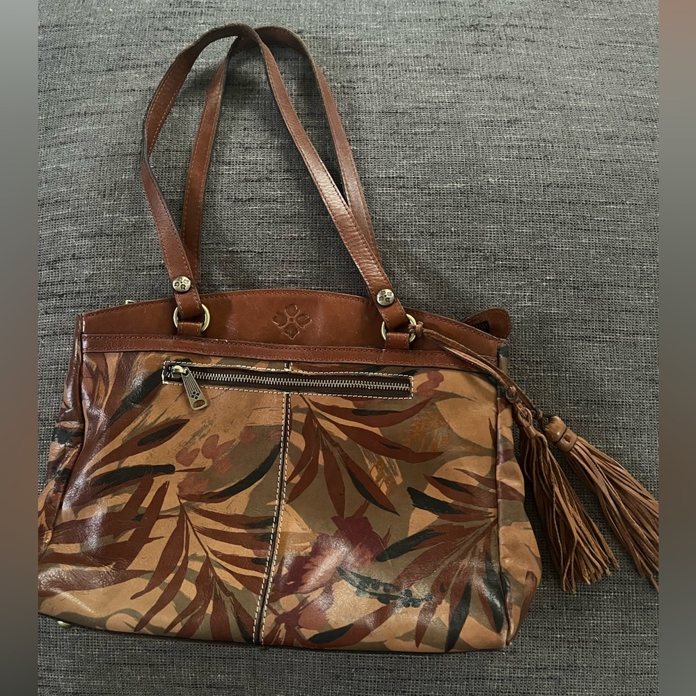 Patricia Nash Limited Edition Palm Leaves Leather Poppy Tote